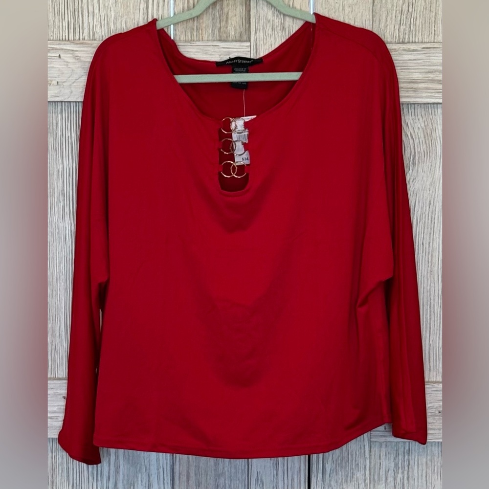 Ashley Stewart Women's Red Long Sleeve Blouse Sz 18/20 NWT